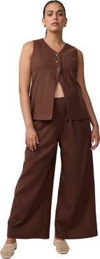 Ingrid & Isabel Smocked Linen Wide Leg Pant