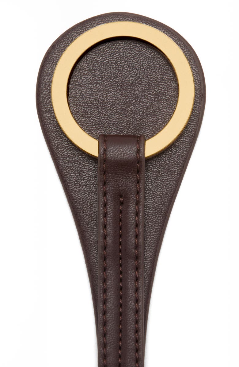 MANGO Slim Faux Leather Belt, Alternate, color, Chocolate
