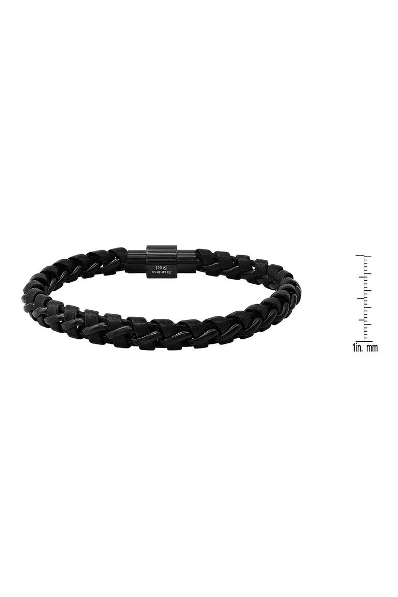 Braided Leather Bracelet, Alternate, color, BLACK