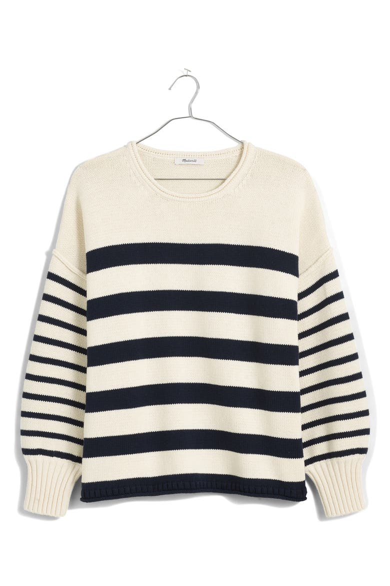 Conway Mixed Stripe Pullover, Main, color, ANTIQUE CREAM