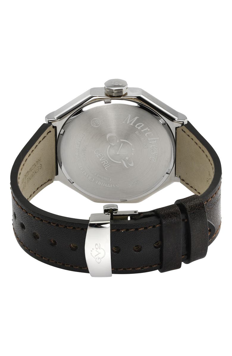 GEVRIL Men's Marchese Leather Strap Watch, 44mm, Alternate, color, 