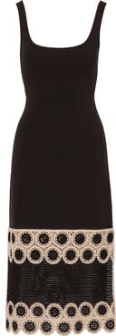 Adrianna Papell Crochet Detail Midi Sheath Dress