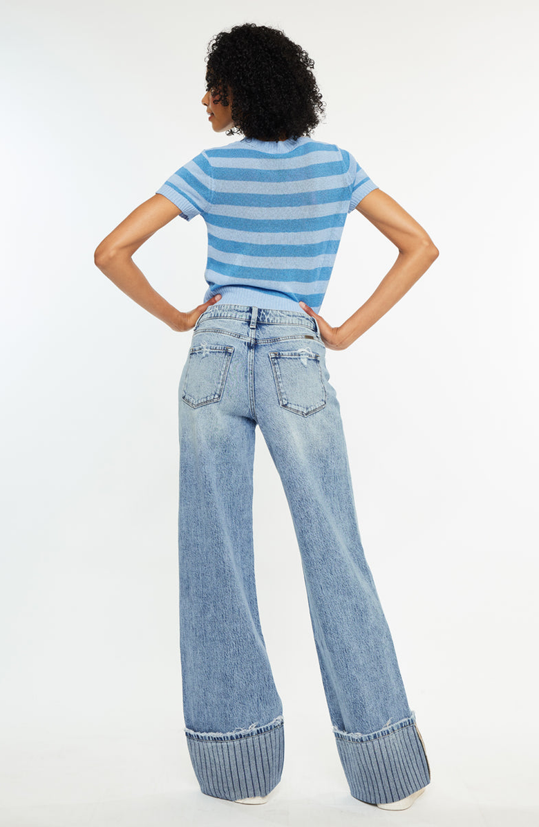 KanCan Petal High Rise Wide Leg Jeans, Alternate, color, Medium Wash