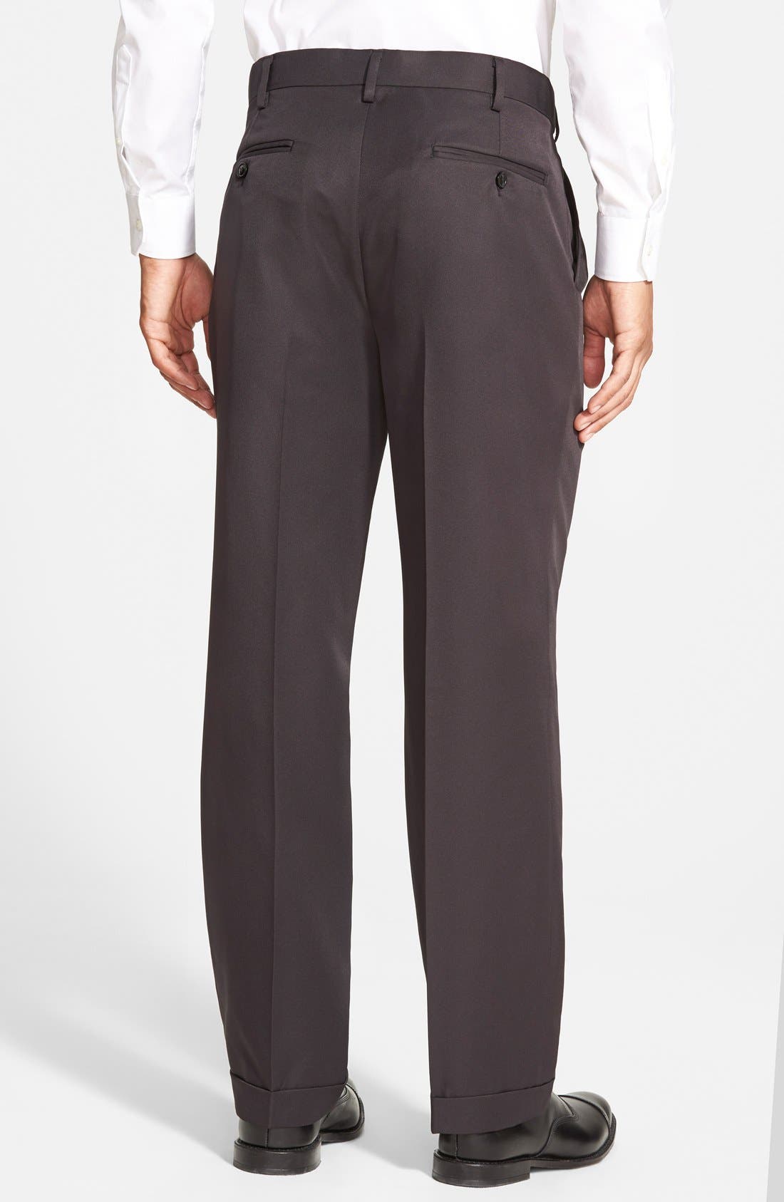 Self Sizer Waist Pleated Classic Fit Microfiber Trousers - image 2