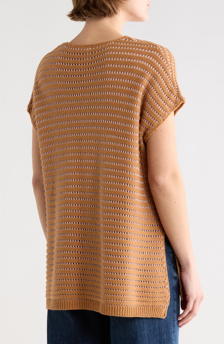 WISHLIST Open Knit Dolman Sleeve Split Seam Sweater, Alternate, color, Camel/ Pink