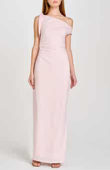 WAYF Say Less Ruched One-Shoulder Maxi Dress