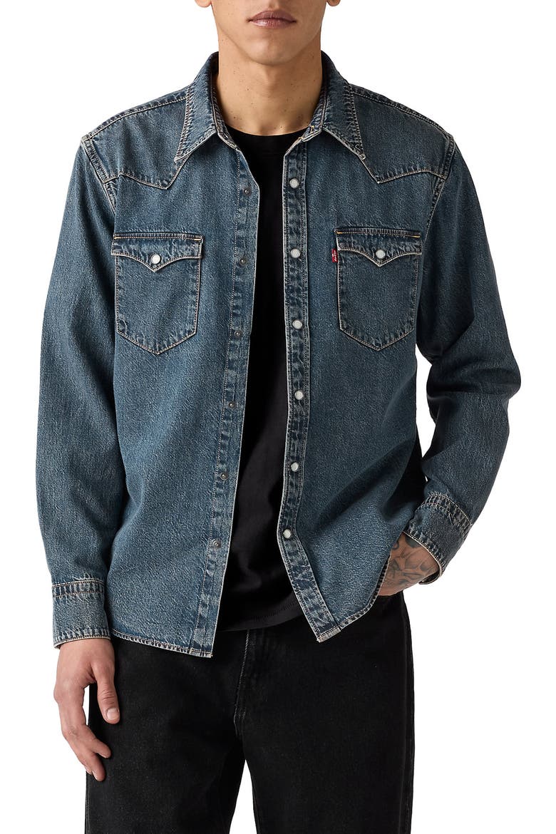 Barstow Snap-Up Weatern Shirt, Main, color, FREEPORT BROWN WEFT