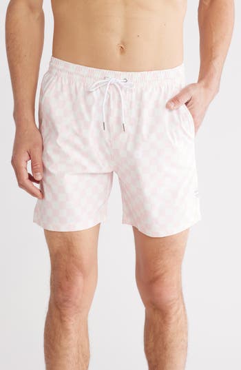 Public Art Checker Swim Shorts In Pink