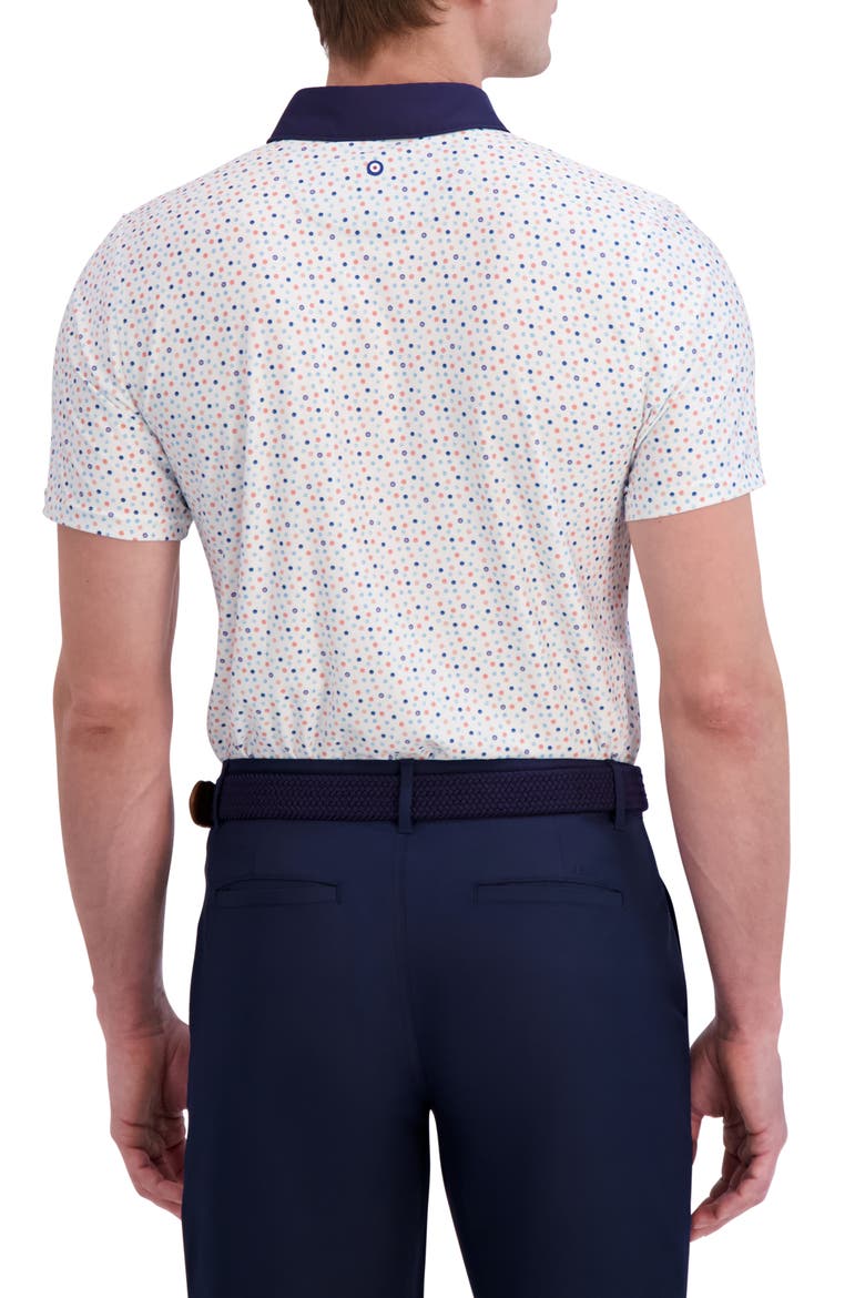 Polka Dot Print Tech Jersey Golf Polo, Alternate, color, CORAL