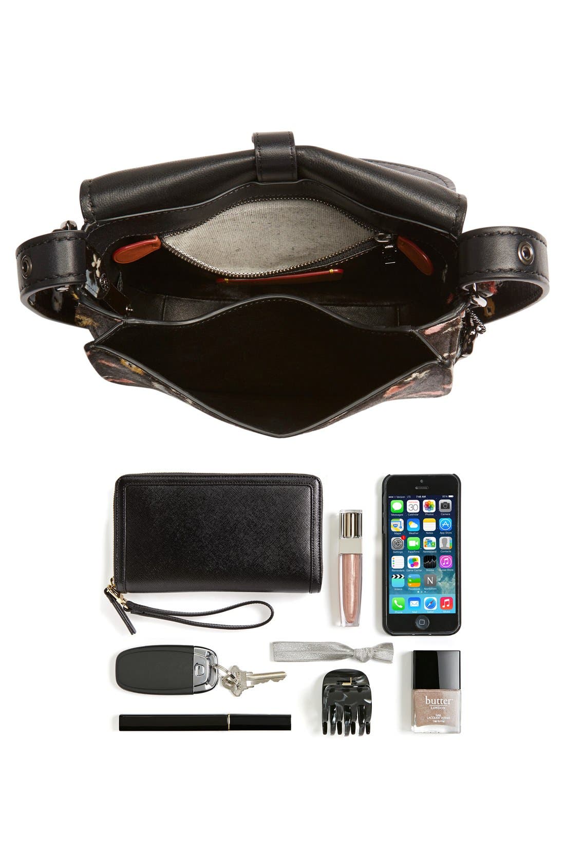 COACH 1941 '23' Flower Print Genuine Calf Hair Saddle Bag, Alternate, color, 