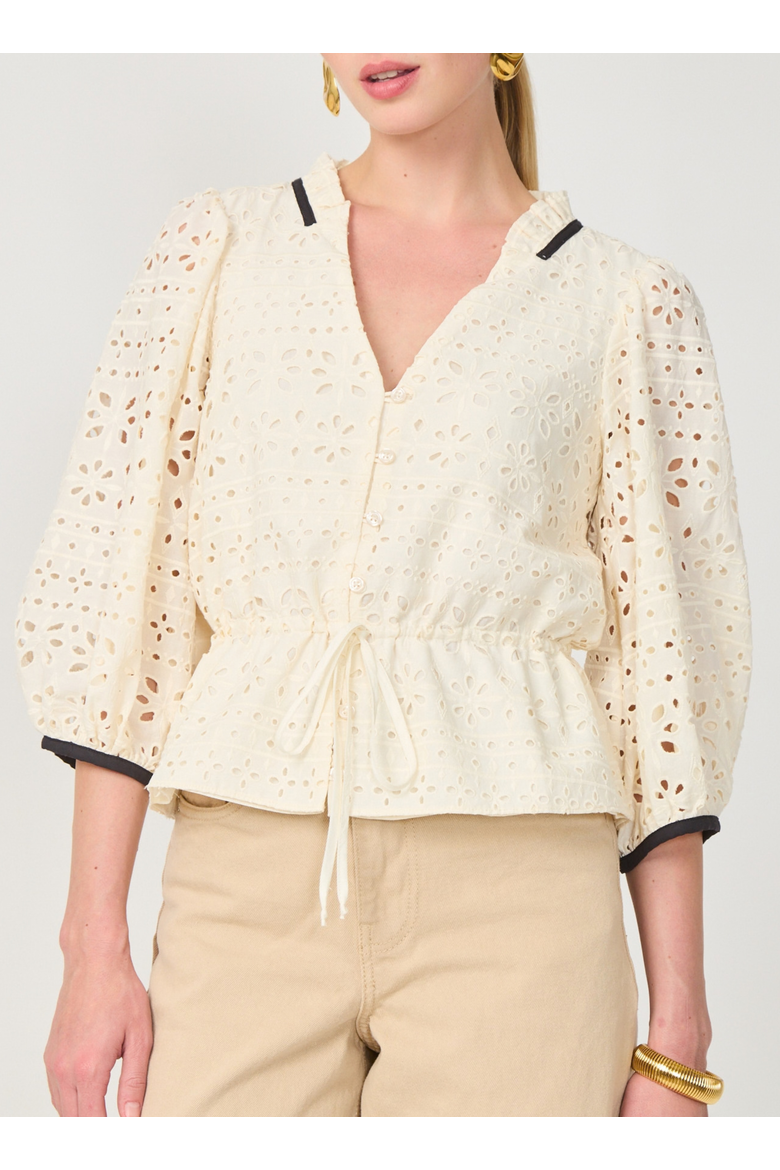 Tali Blouse, Alternate, color, Light khaki eyelit lace