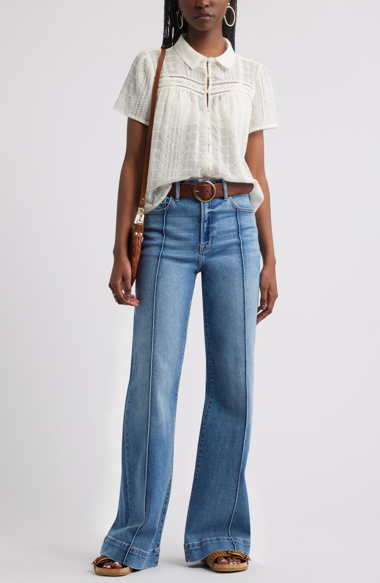 Treasure & Bond Sheer Embroidered Button-Up Shirt, Alternate, color, 