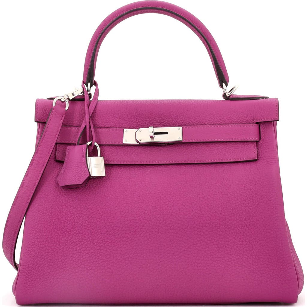 Pre-owned Hermes Hermes Kelly Handbag Pink Togo With Palladium Hardware 28 In Purple