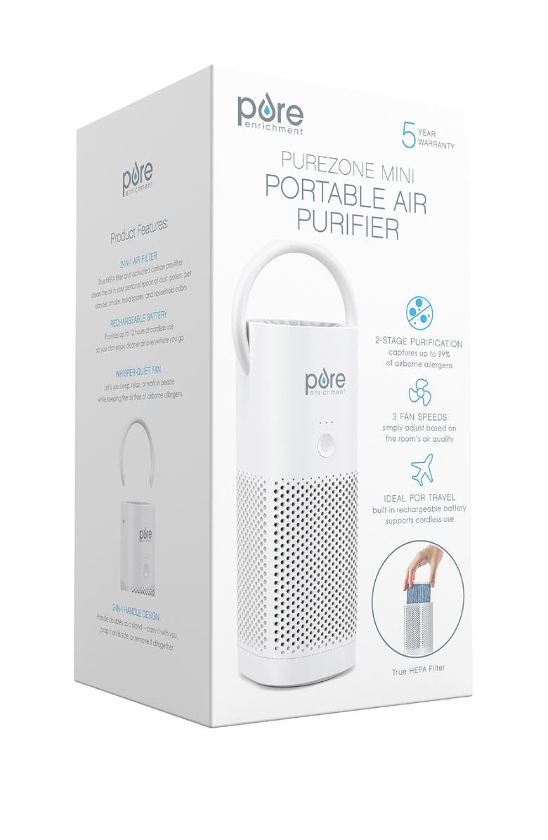 PURE ENRICHMENT PureZone Mini Portable True HEPA Air Purifier - White, Alternate, color, White