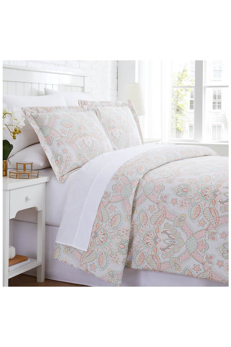 Enchantment Paisley Print Microfiber Down-Alternative Comforter Set, Main, color, ENCHANTMENT CORAL