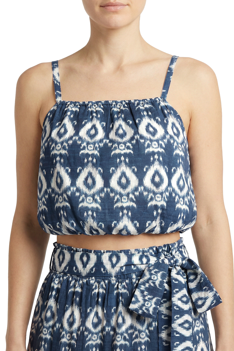 Dani Bubble Crop Top, Main, color, Tivara Ikat