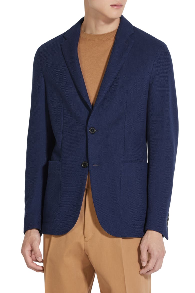 High Performance™ Wool & Cotton Jersey Jacket, Main, color, BLU CIANO