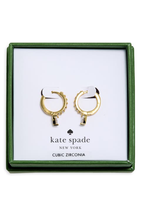 Pave Trio Prong Huggie Hoop Earrings