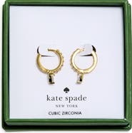 Kate Spade New York Pave Trio Prong Huggie Hoop Earrings