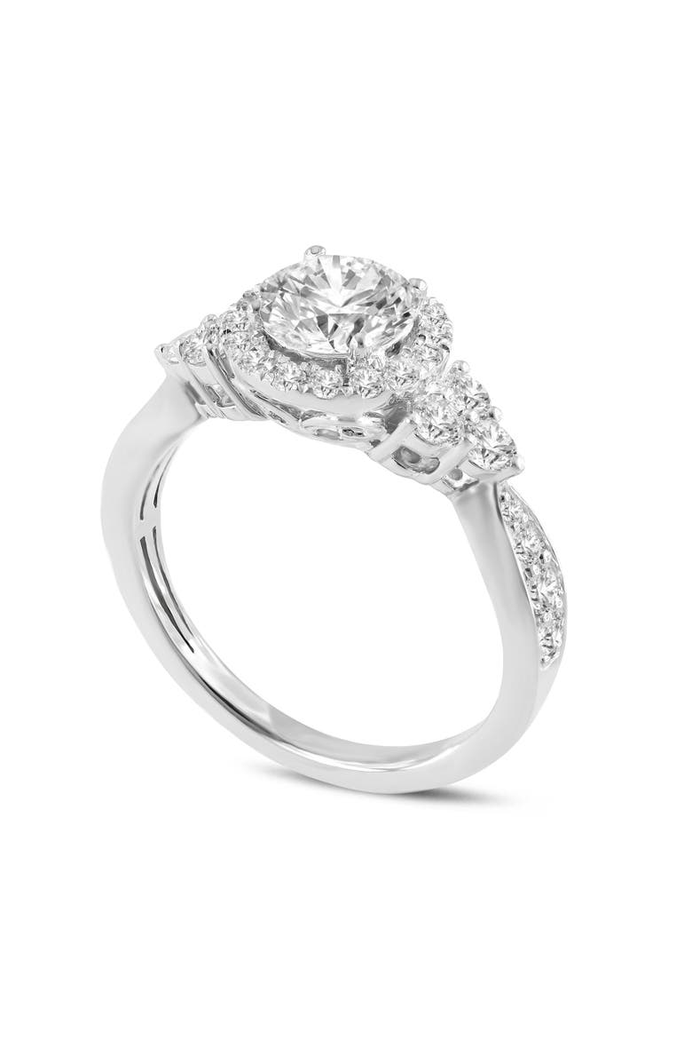 Mirabelle 14K White Gold Round Cut Lab Grown Diamond Halo Engagement Ring - 1.65 Ct, Main, color, 14K White Gold