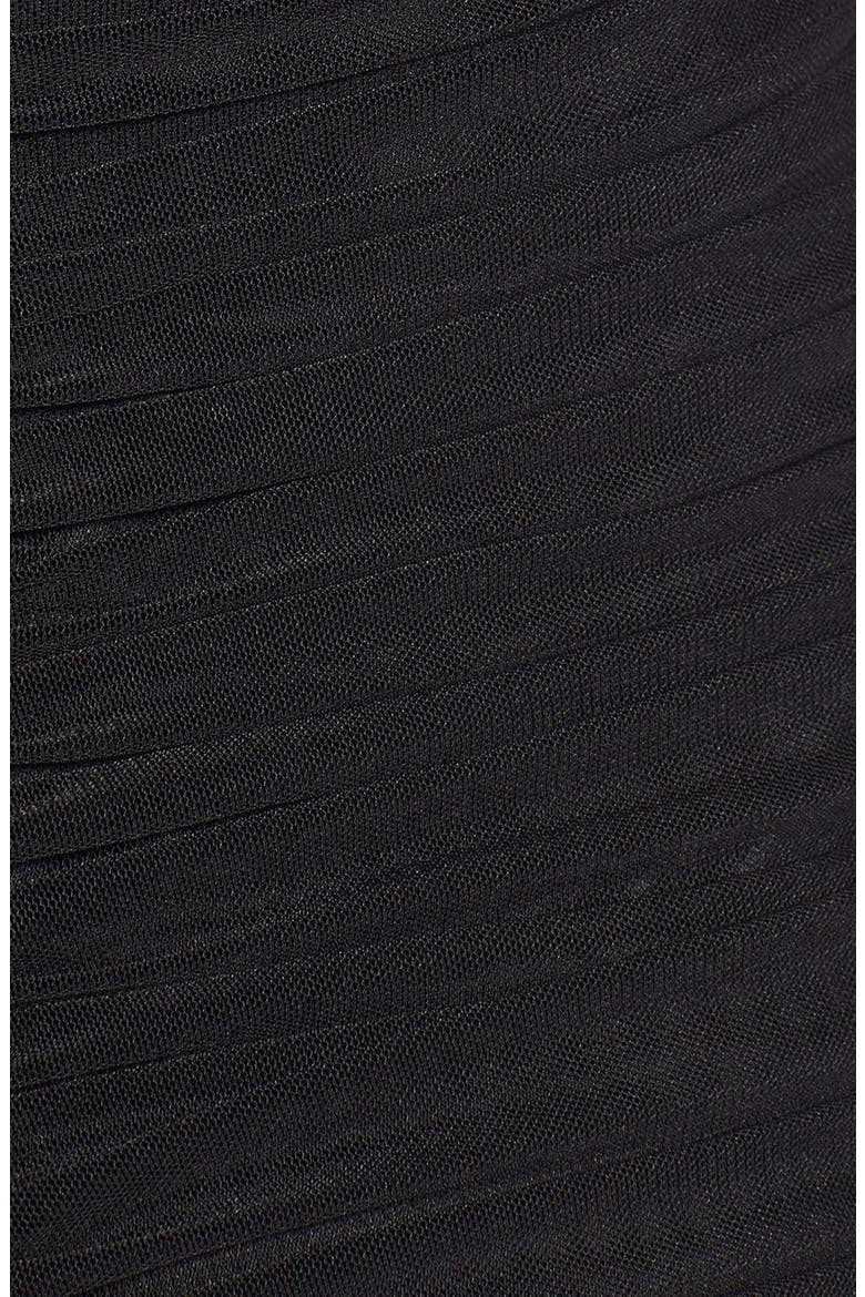 Ruched Sheer Panel Trumpet Gown, Alternate, color, BLACK