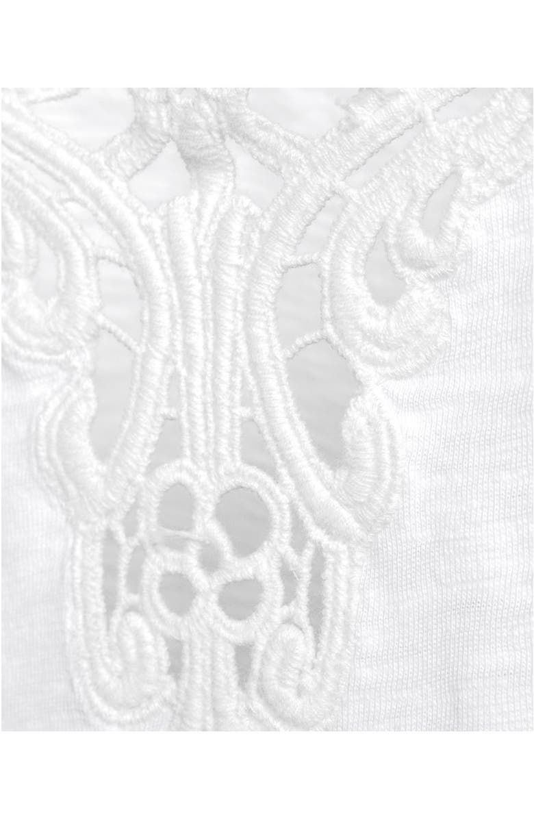 Lands' End Elbow Sleeve Slub Lace Trim T-Shirt, Alternate, color, 