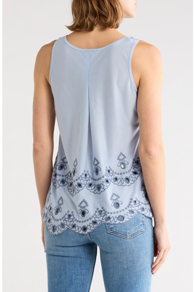 Embroidered Eyelet Cutout Tank, Alternate, color, CHAMBRAY