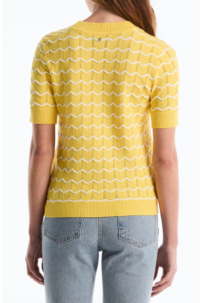 Chevron Short Sleeve Sweater, Alternate, color, ASPEN GOLD