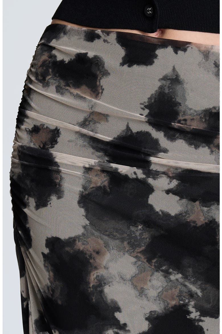 Side Ruched Midi Skirt, Alternate, color, BLACK MULTI