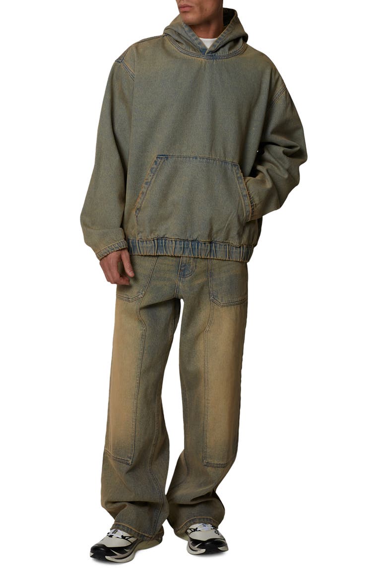 Oversized Denim Pullover Hood, Alternate, color, Blue