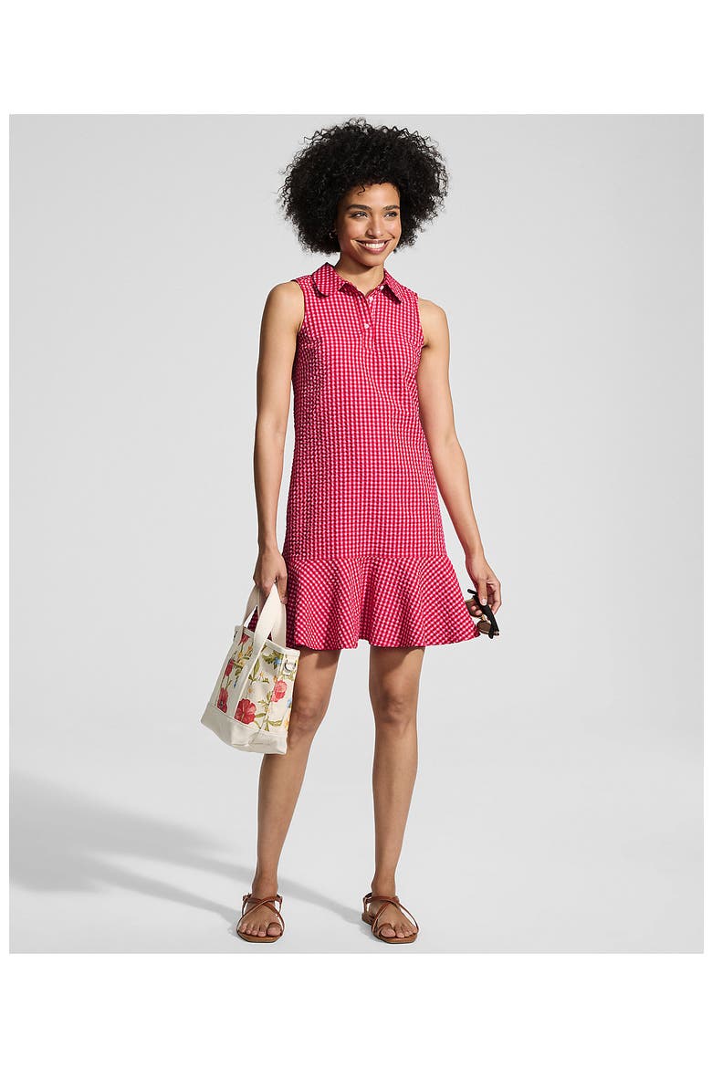 Seersucker Tennis Dress, Alternate, color, Compass Red/Pink Gingham