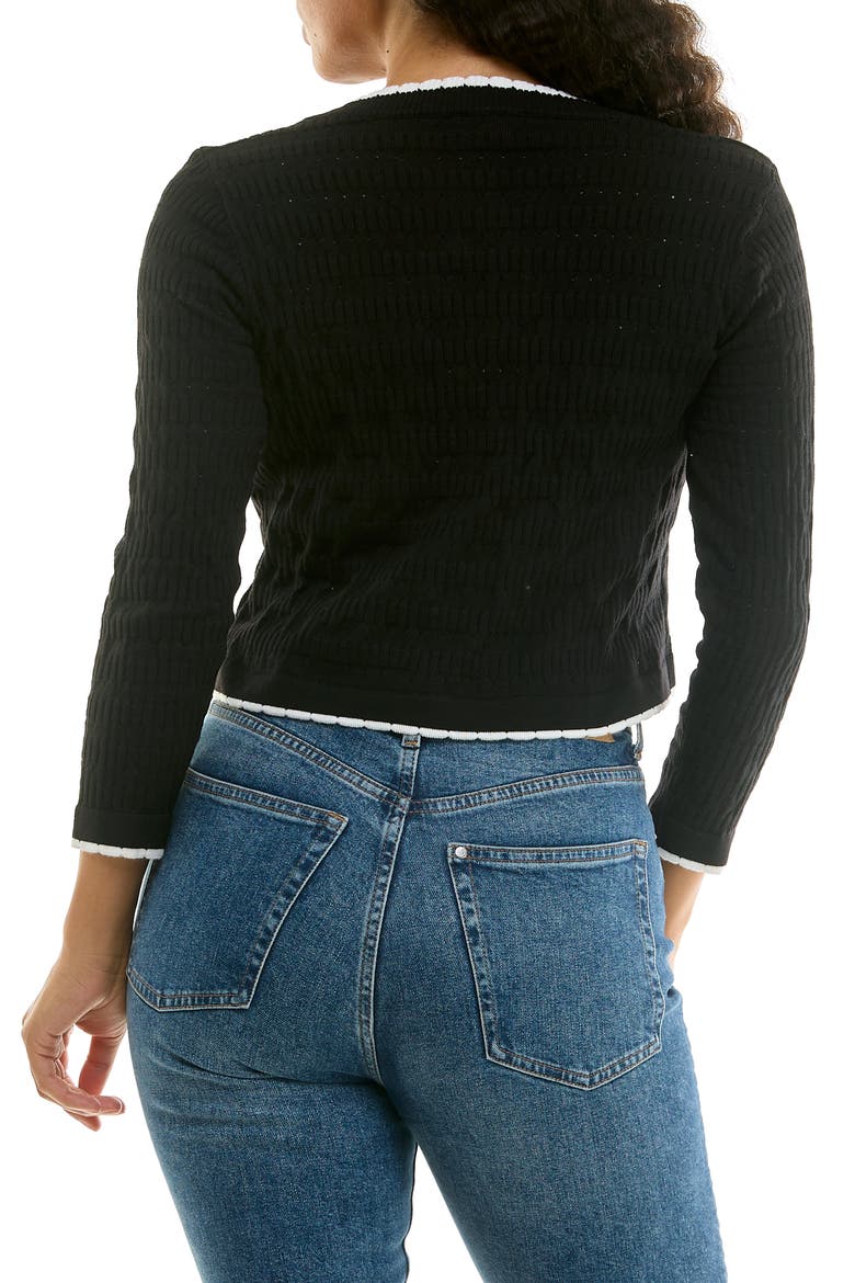 Scalloped Bolero, Alternate, color, BLACK/ WHITE