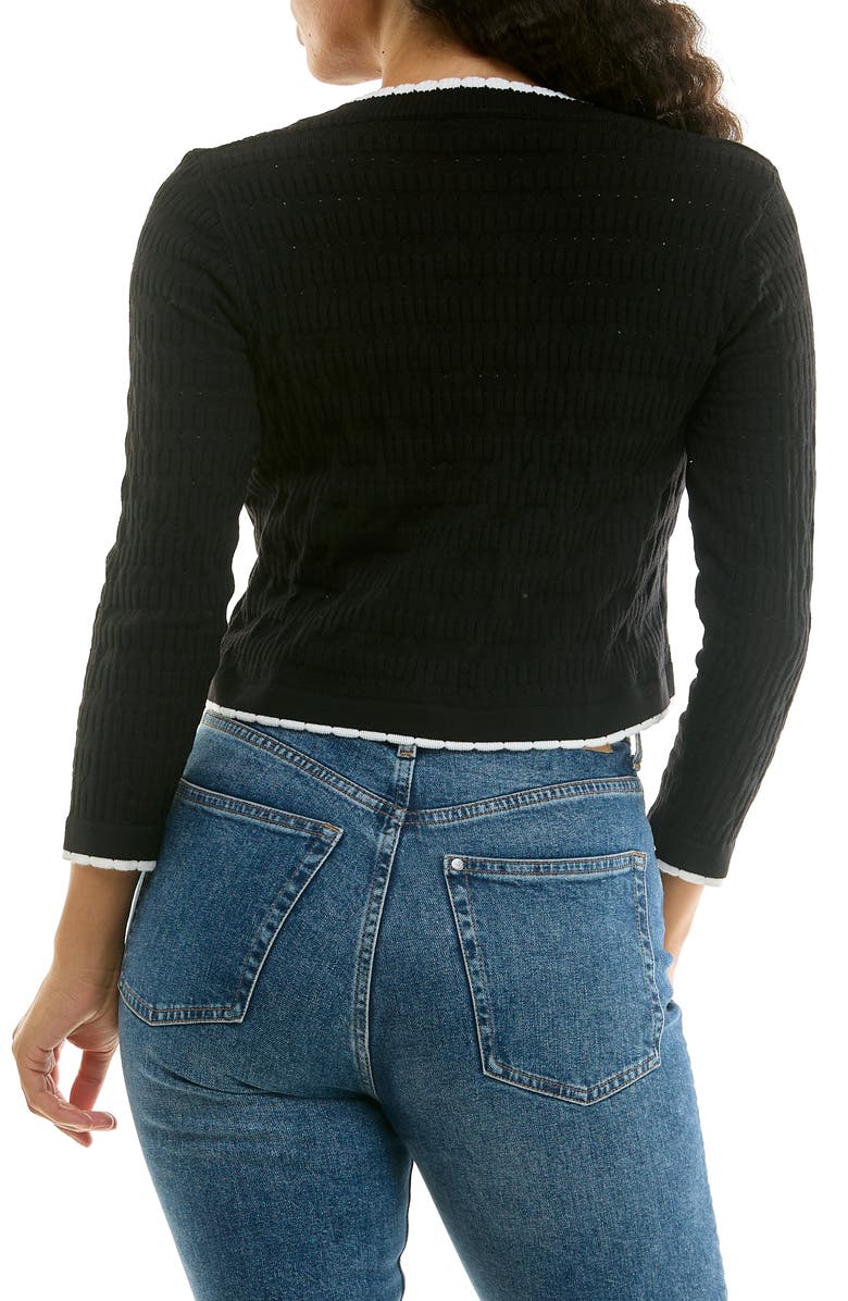 Nina Leonard Scalloped Bolero, Alternate, color, Black/ White