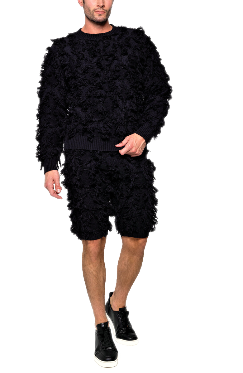 Dai Moda Men's Fusion Sweater Shorts, Alternate, color, Black