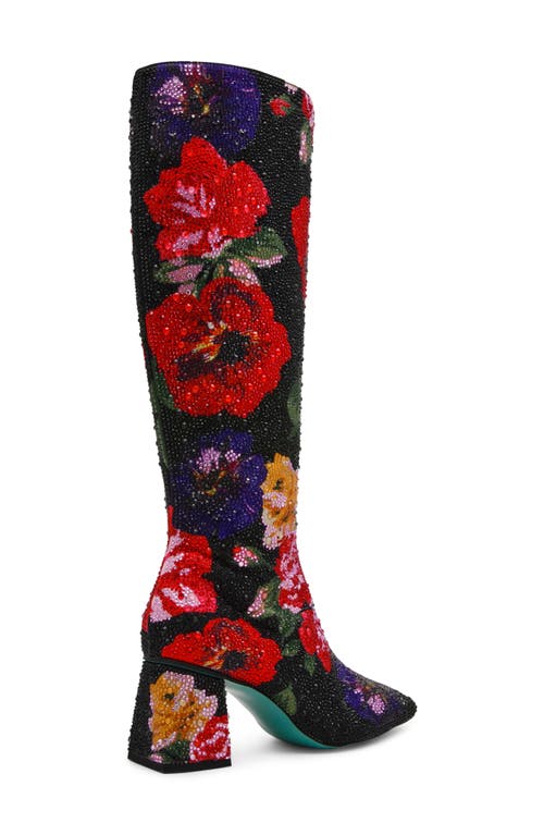 Betsey Johnson Avon Rhinestone Flower Knee High Boot In Multi