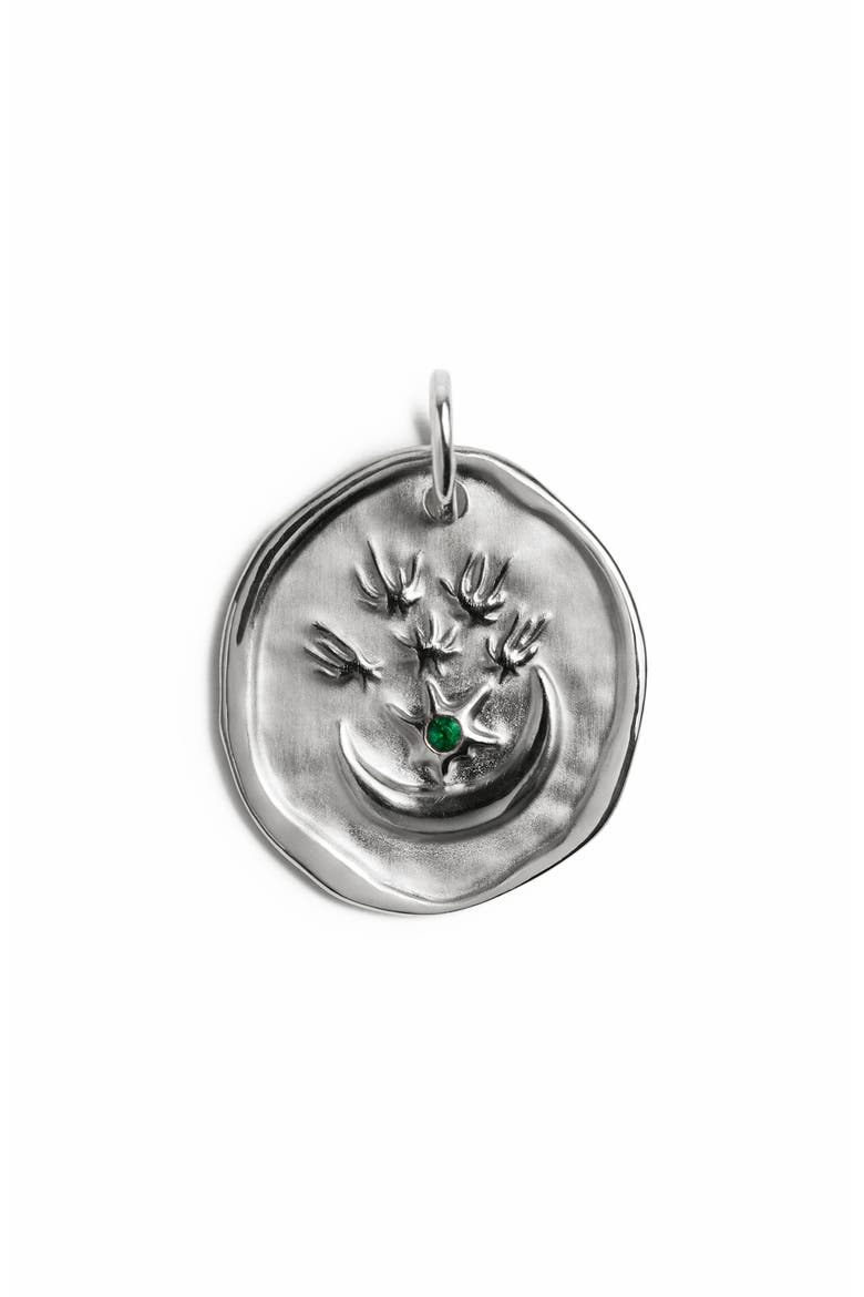 Birthstone Coin Pendant, Main, color, STERLING SILVER / EMERALD