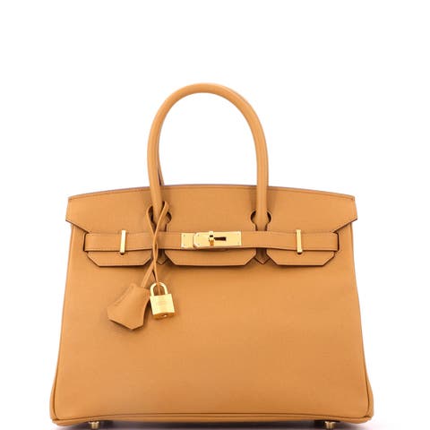 Birkin Handbag Brown Epsom with Gold Hardware 30