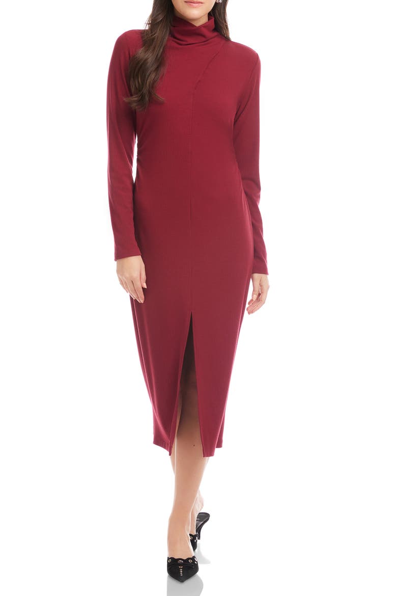 Tasha Turtleneck Long Sleeve Sweater Dress, Main, color, BRICK