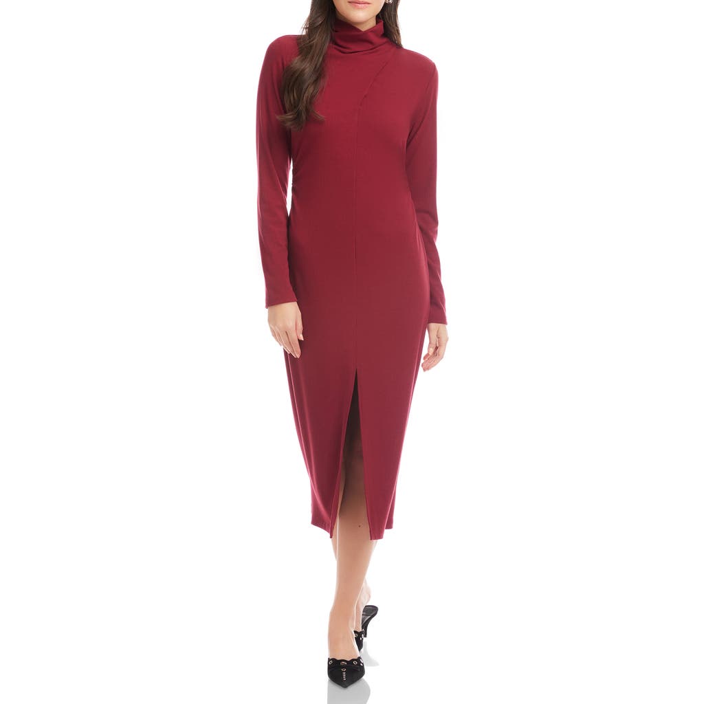 Fifteen Twenty Tasha Turtleneck Long Sleeve Sweater Dress In Burgundy