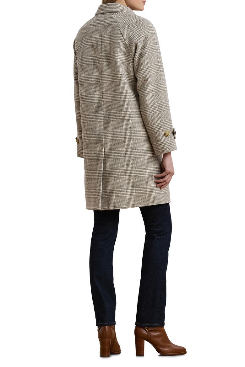 Plaid Longline Wool Blend Coat, Alternate, color, CAMEL/ CREAM PLAID