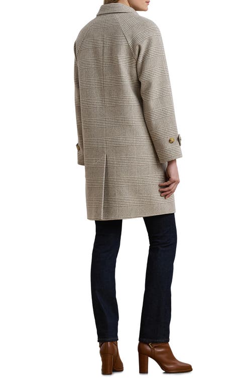 Ralph Lauren Lauren Plaid Longline Wool Blend Coat In Gray