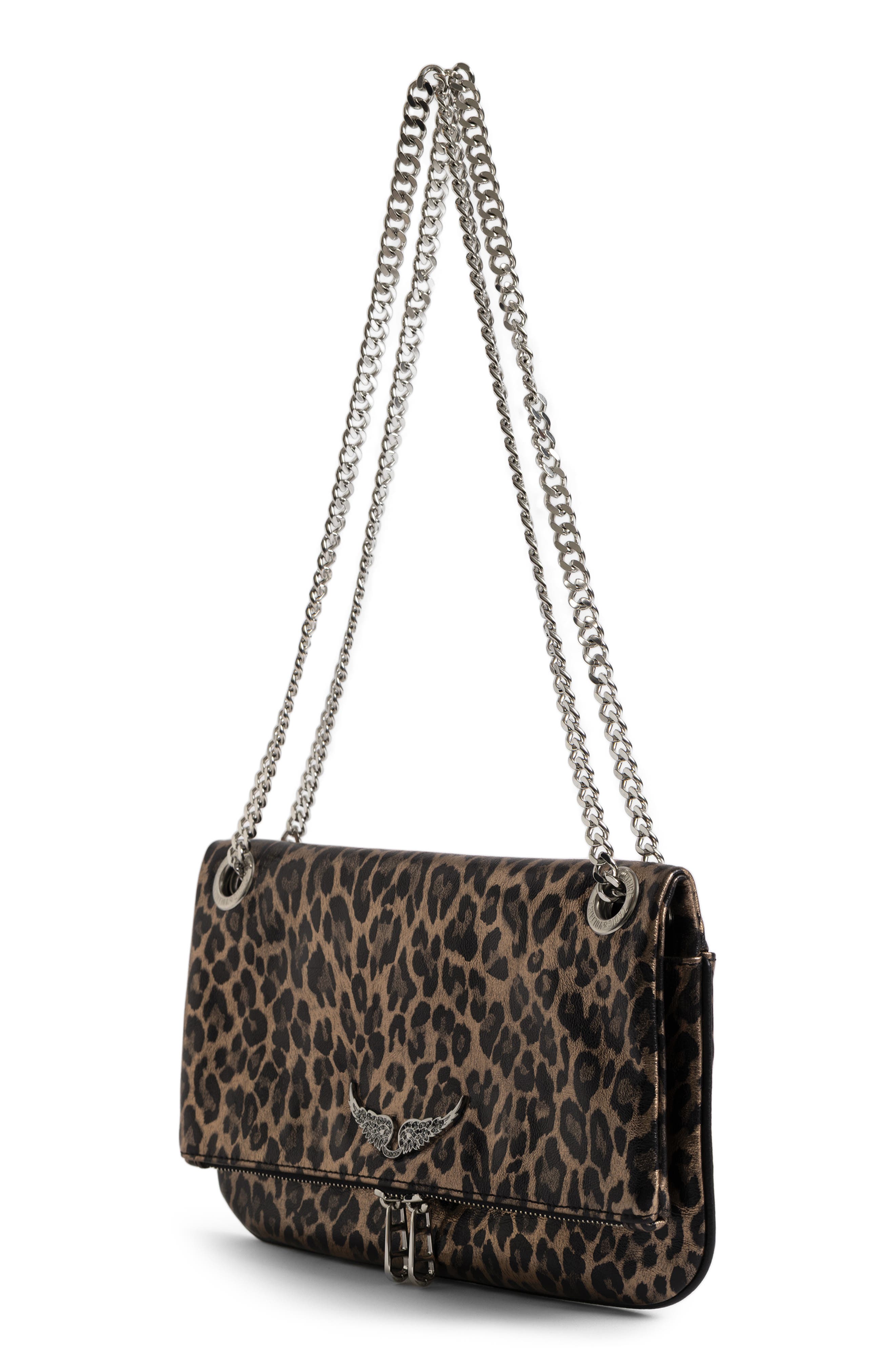 Zadig 
Voltaire Rock II Metallic Leather Shoulder Bag, Alternate, color, Silver