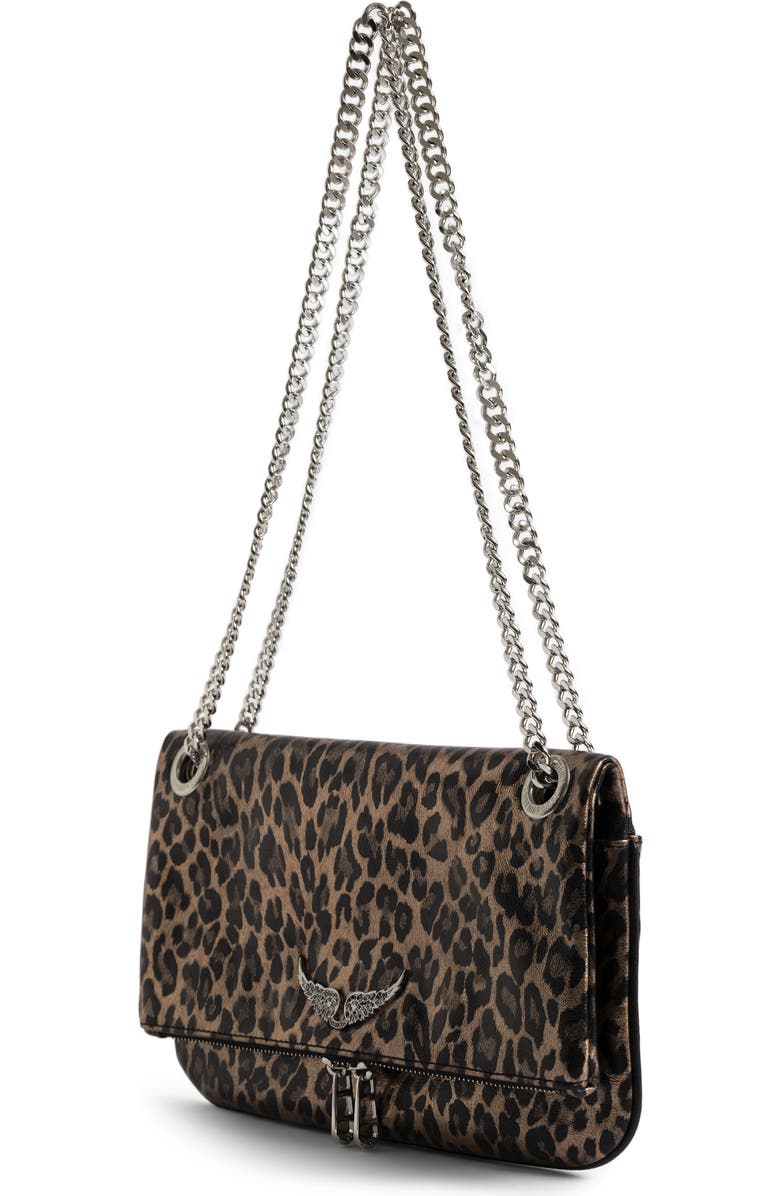 Zadig & Voltaire Rock II Metallic Leather Shoulder Bag, Alternate, color, Silver