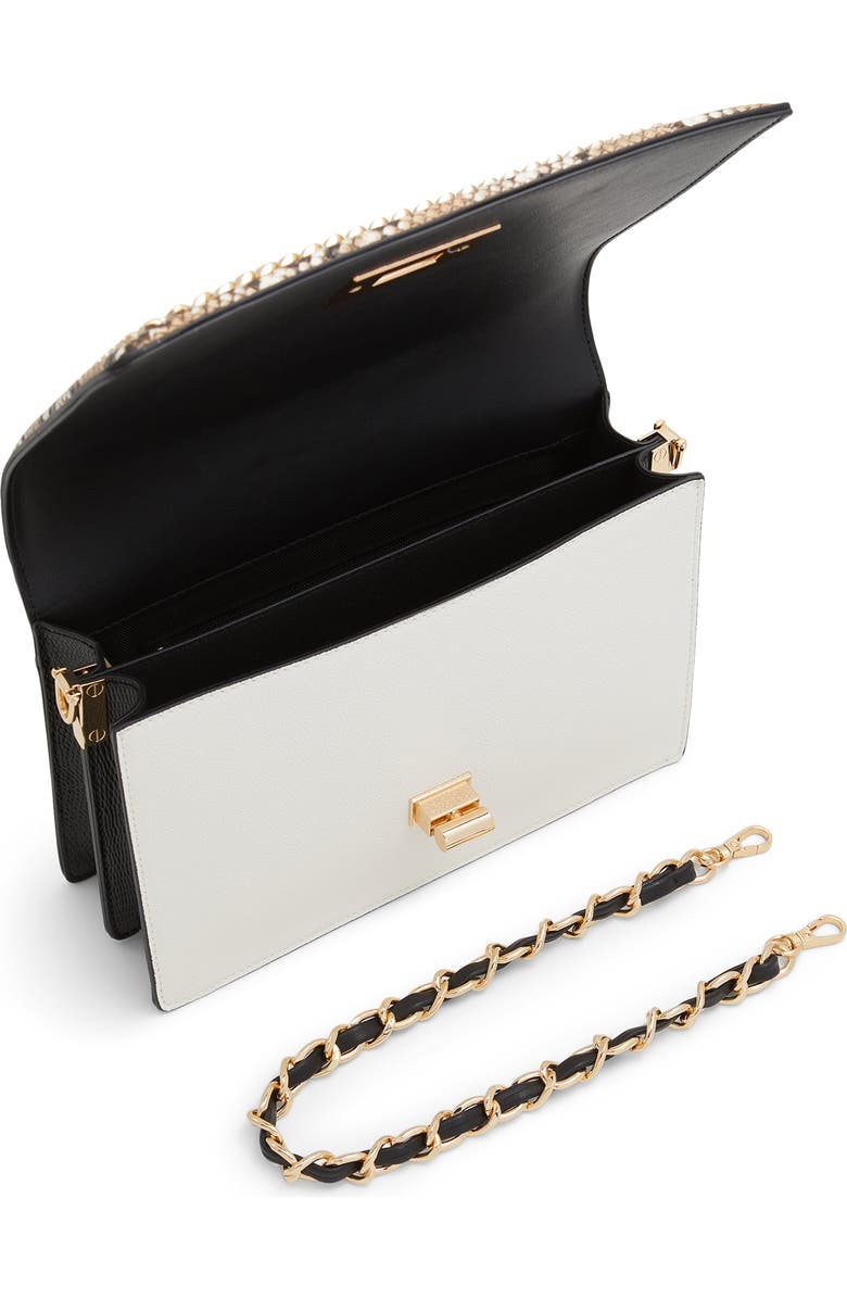 ALDO Mixed Material Crossbody Bag, Alternate, color, Black/ White