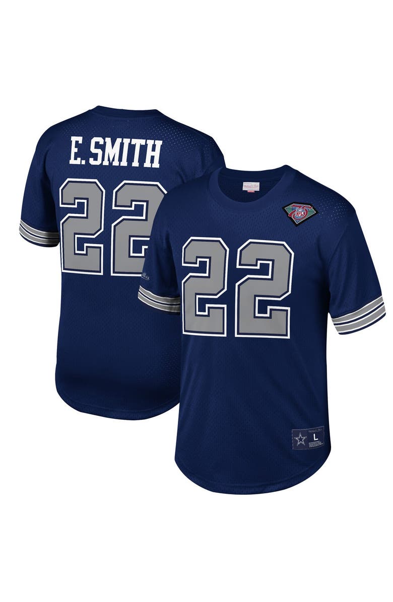 Mitchell & Ness Men's Mitchell & Ness Emmitt Smith Navy Dallas Cowboys Retired Player Name & Number Mesh Top, Main, color, Navy