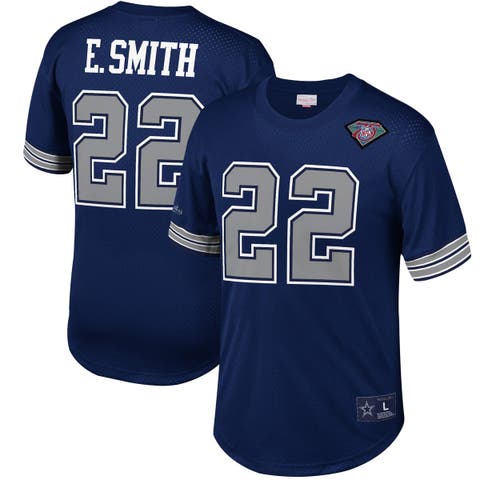 Men's Mitchell & Ness Emmitt Smith Navy Dallas Cowboys Retired Player Name & Number Mesh Top