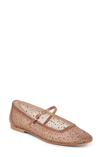 Dolce Vita Reyes Mary Jane Flat In Mid Brown Mesh