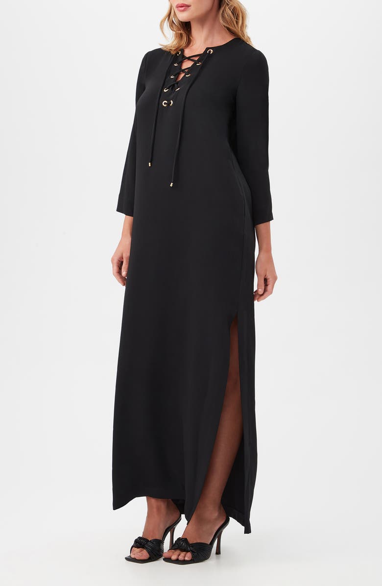 Trina Turk Catamaran Long Sleeve Dress, Alternate, color, Black