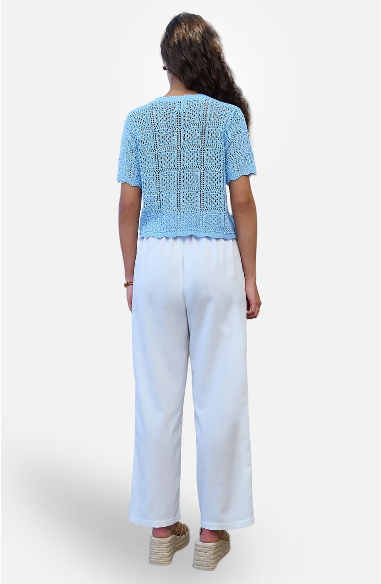 Yumi Crochet Short Sleeve Cardigan, Alternate, color, Blue