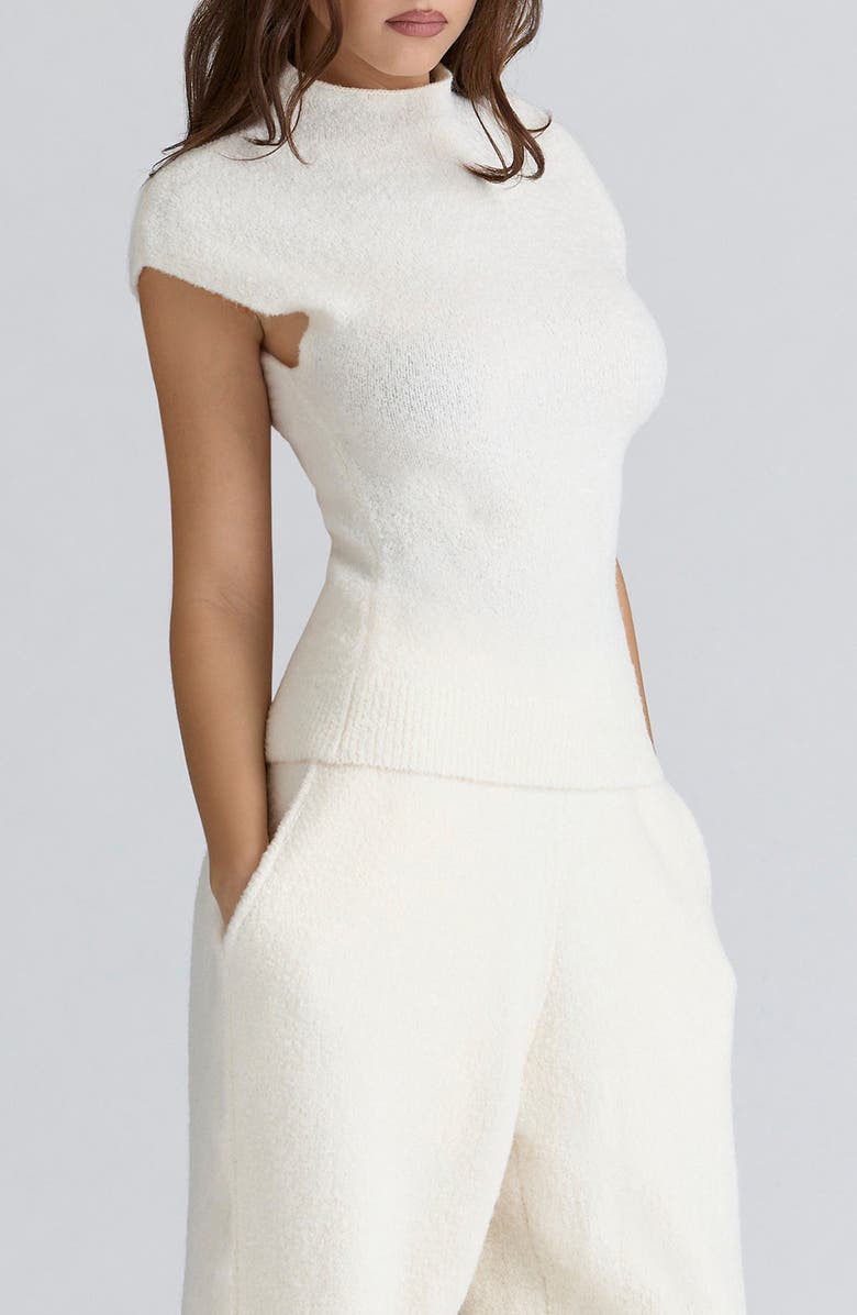 HOUSE OF CB Caia Fluffy Knit Top, Alternate, color, Ivory